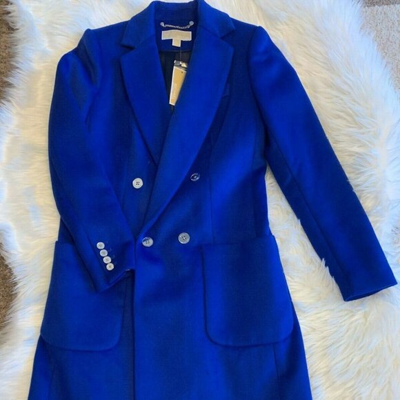 Michael Kors |Wool-Blend Double-Breasted Menswear-Inspired Royal Coat| BNWT SZ10 - Picture 4 of 10